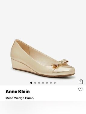 Anne Klein Metallic Gold Bow Wedge Pump